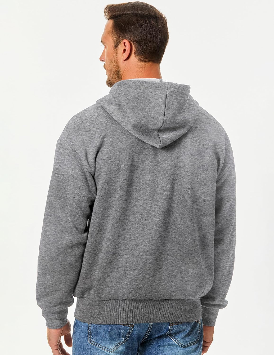 Detalle 2 de JMIERR Hoodie Herren – Baumwolle Einfarbig mit Reißverschluss, Langarm Sweatjacke mit Taschen