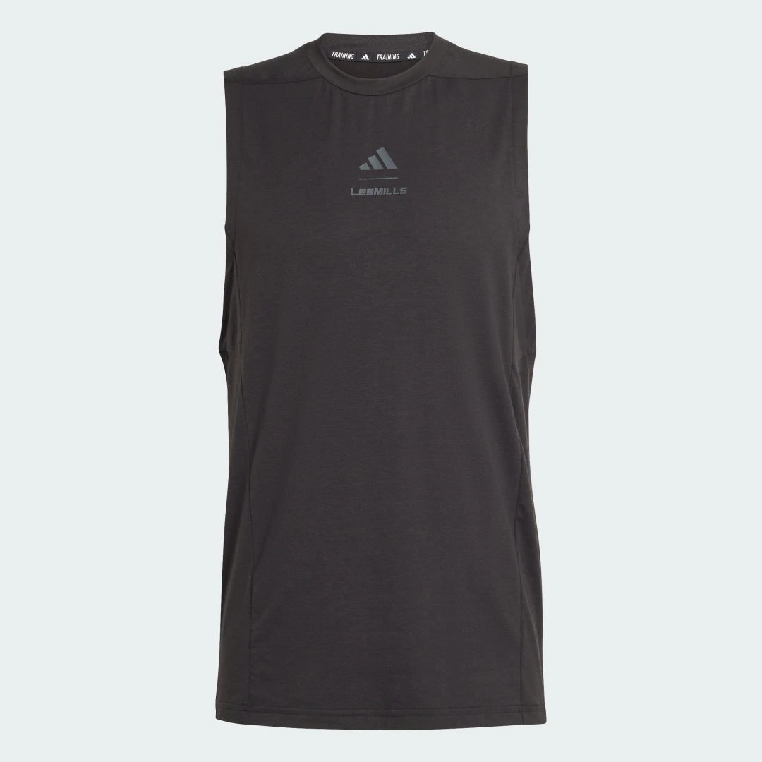 Detalle de Adidas Camiseta estampada sin mangas Les Mills – Negro