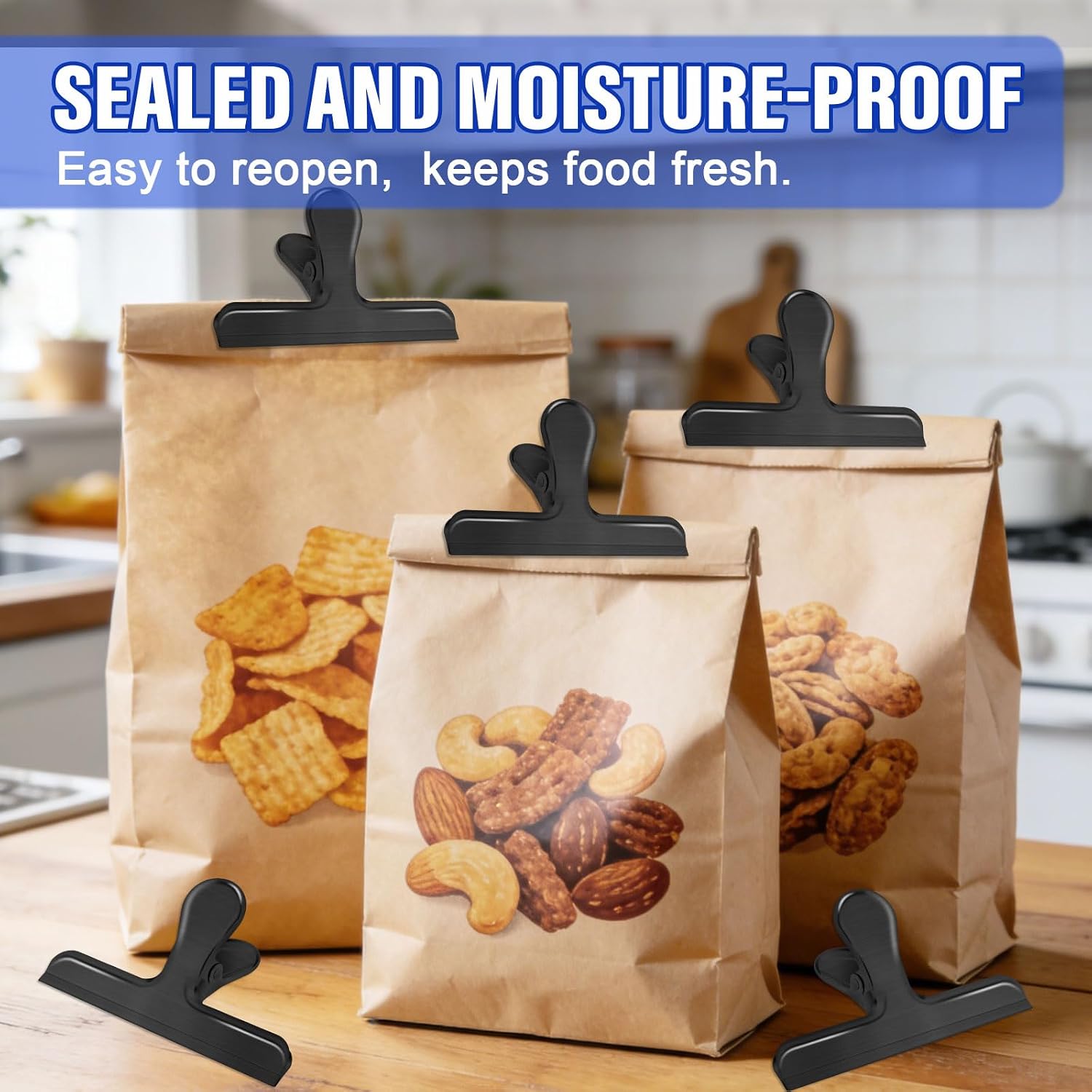 Detalle 1 de Stainless steel bag clips, 24-pack