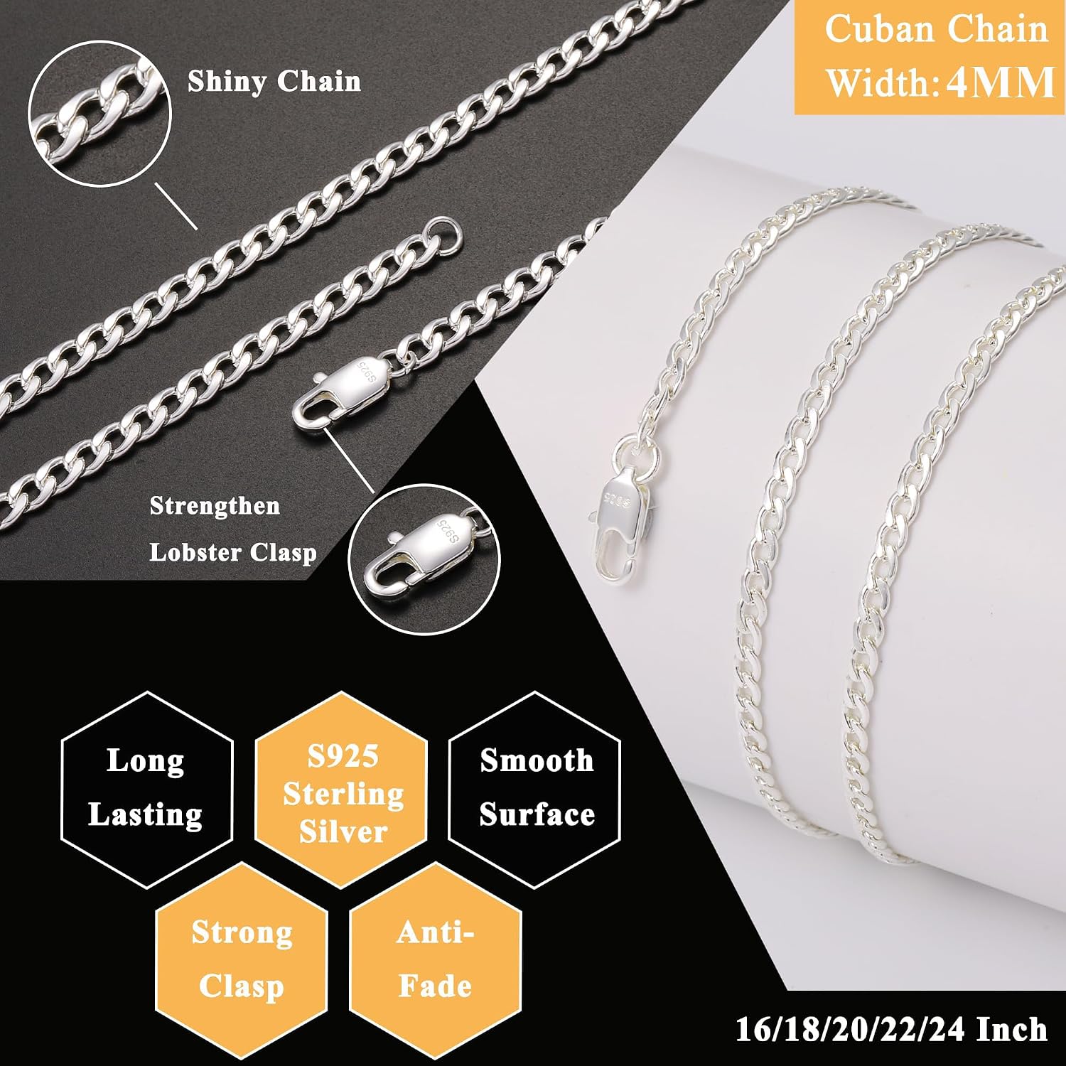 Thumbnail 1 de Rajputana S925 Cuban chain 4mm, 16–28 inch