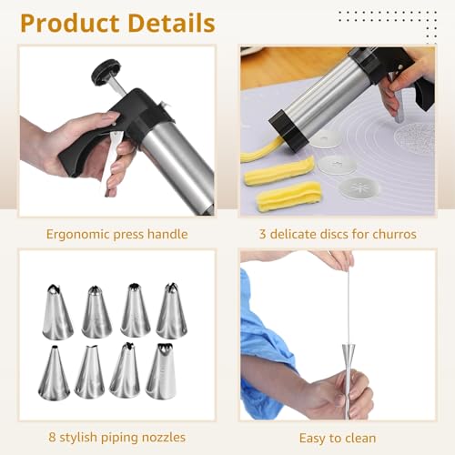 Thumbnail 3 de YOFAPA Churrera Churro Maker Kit: Stainless Steel Home Set for Hollow Churros and Filled Treats