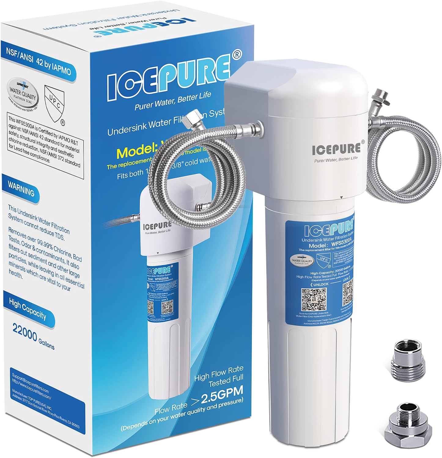 Detalle de ICEPURE WFS5300A Under-Sink Water Filter, 22,000-Gallon Capacity, NSF 42 & 372