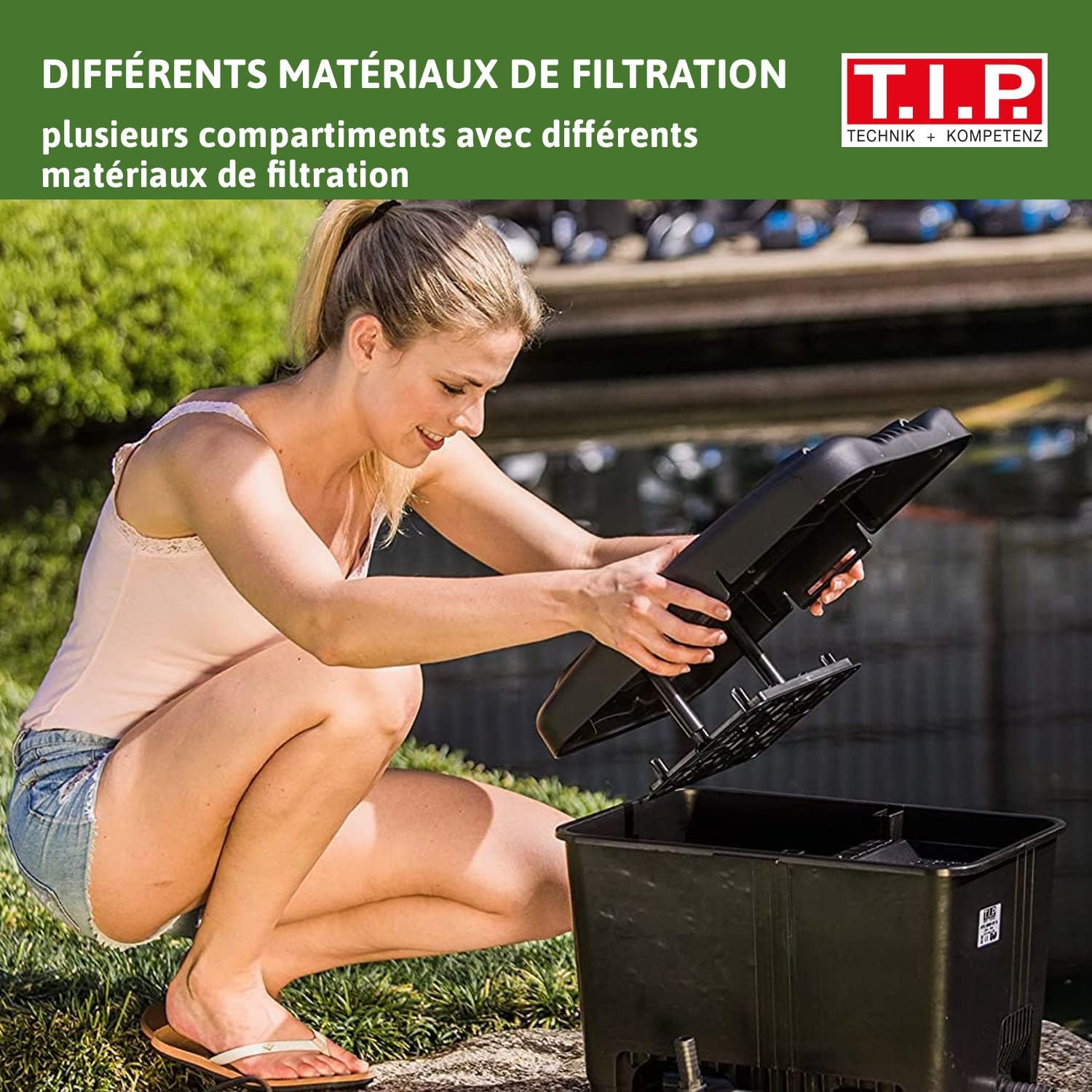 Detalle de TIP WDF 10000 UV: Filtre de Bassin Extérieur avec UV-C 11 W et Pompe VORTEX 55 W pour étangs jusqu’à 10000 L