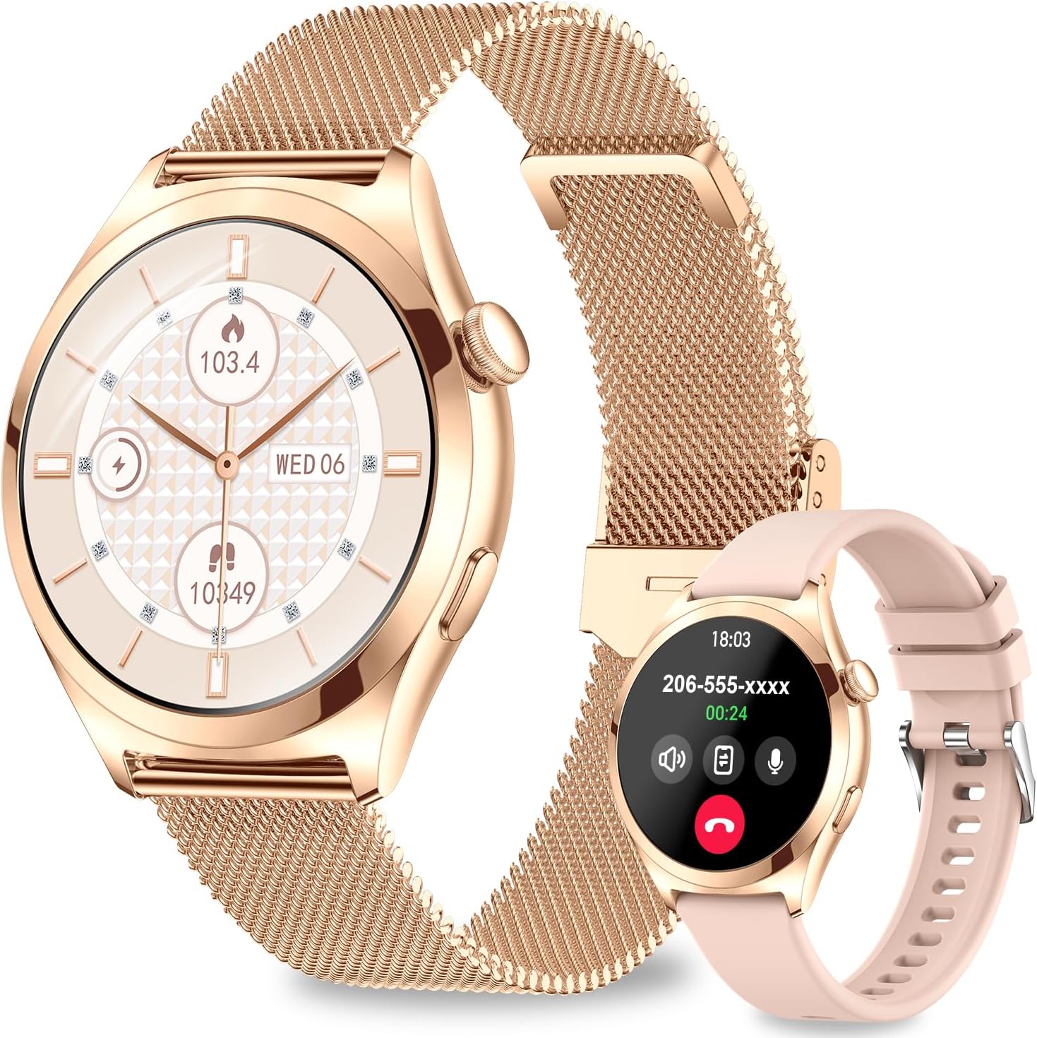Detalle de Rose Gold 1.27" HD Fitness Tracker Smartwatch