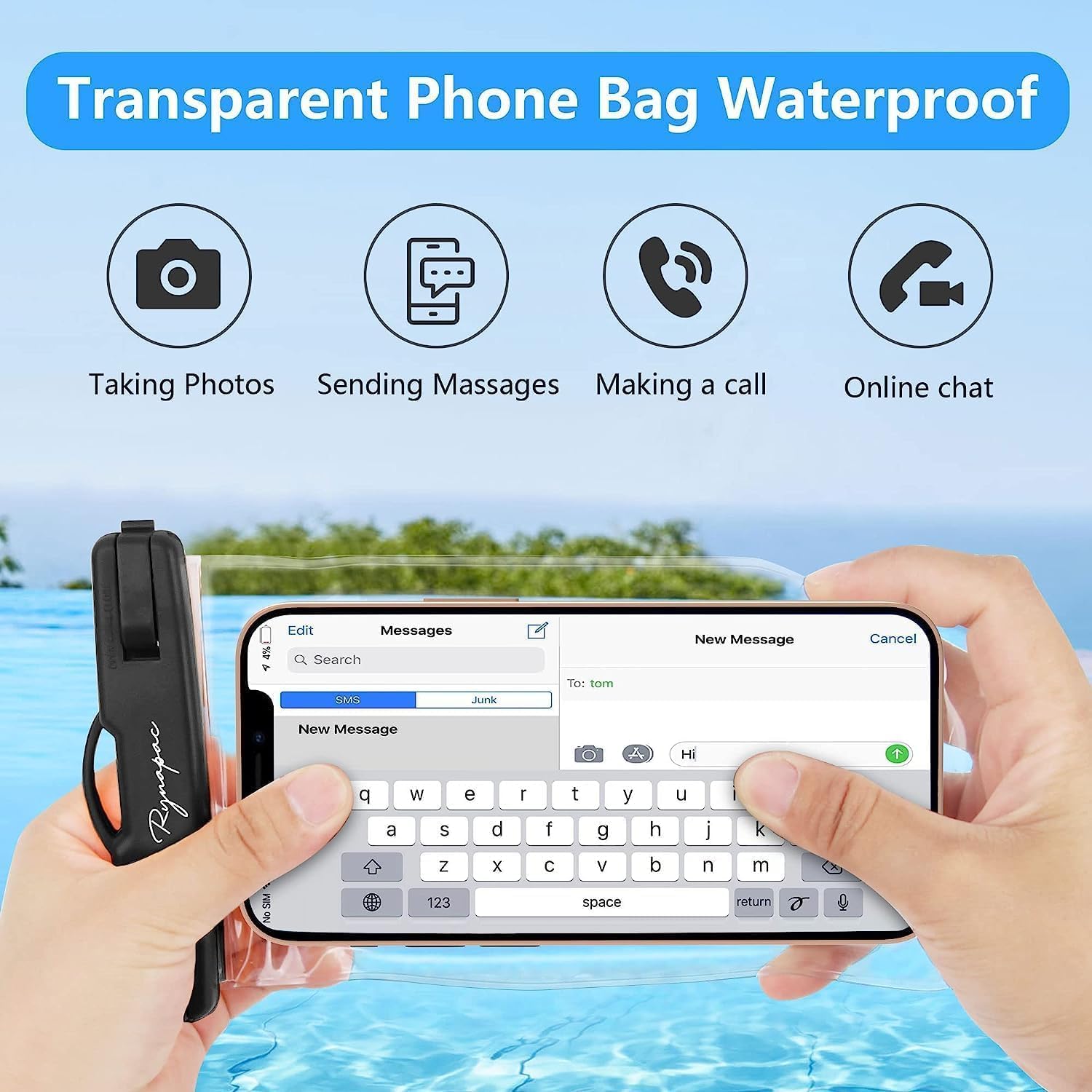 Thumbnail 3 de Rynapac 7.5in IPX8 Waterproof Phone Pouch Bag with Lanyard – Beachproof Dry Bag for iPhone and Galaxy