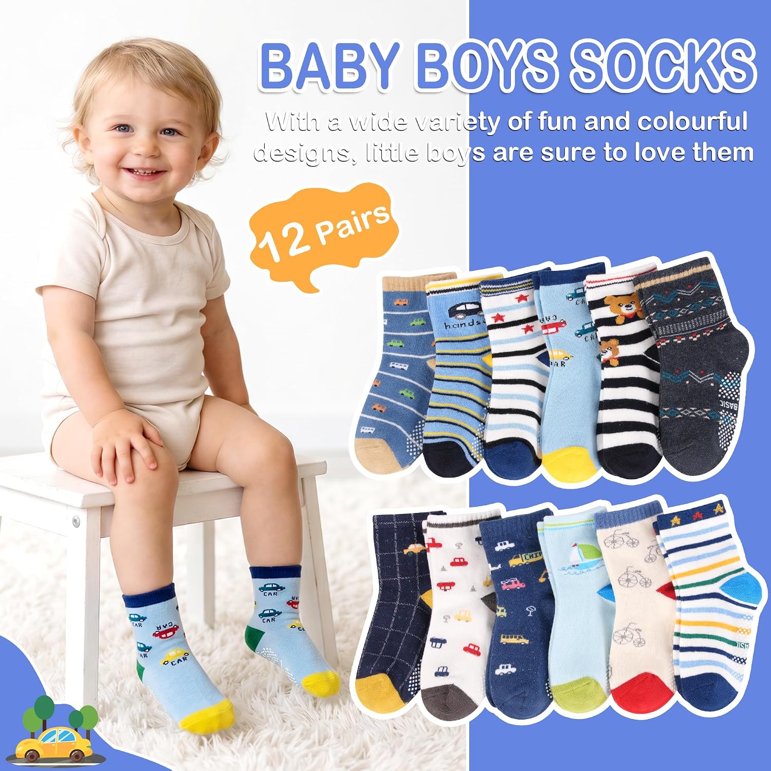 Thumbnail 4 de HYCLES Baby Grip Socks: 12-Pair Non-Slip Pack for 0–7 Years