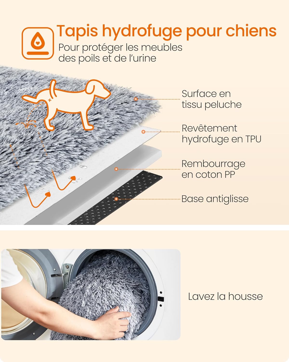 Thumbnail 2 de Feandrea FluffyHug : panier et couverture de protection en tissu peluche pour canapé (taille L, gris ombré)