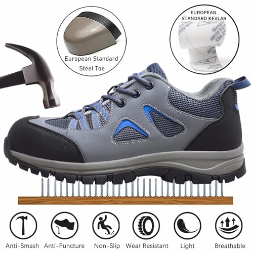 Detalle de Chaussures de sécurité CYKYGGO pour hommes et femmes, gris/bleu, EU42