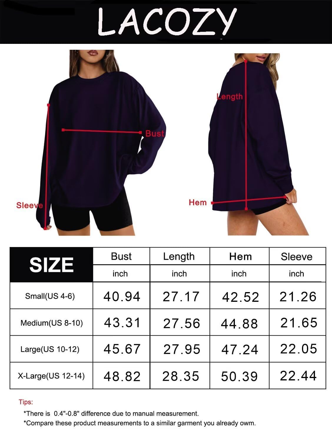 Thumbnail 4 de LACOZY Womens Long Sleeve Oversized Top