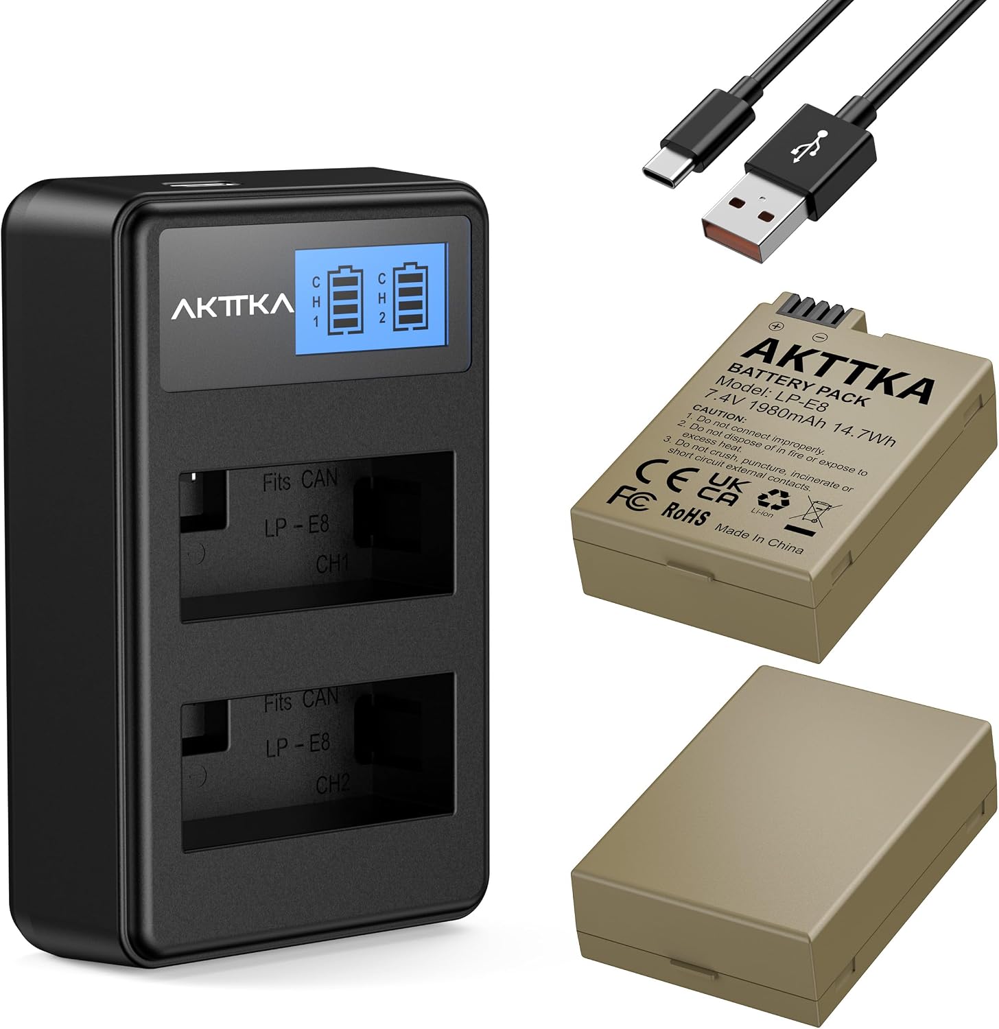 Detalle de AKTTKA LP-E8 Batería 1980 mAh para Canon