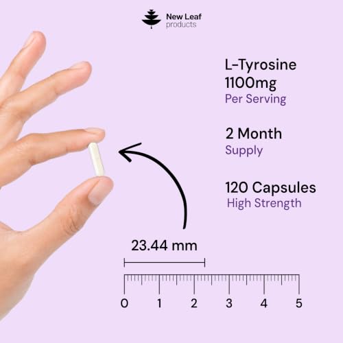 Detalle de New Leaf L-Tyrosine 1100mg Vegan Capsules, 120-Capsule Pack