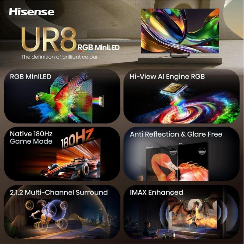 Thumbnail 1 de TV Hisense Mini LED 75UR8S 75" 4K UltraHD, Dolby Atmos y VIDAA