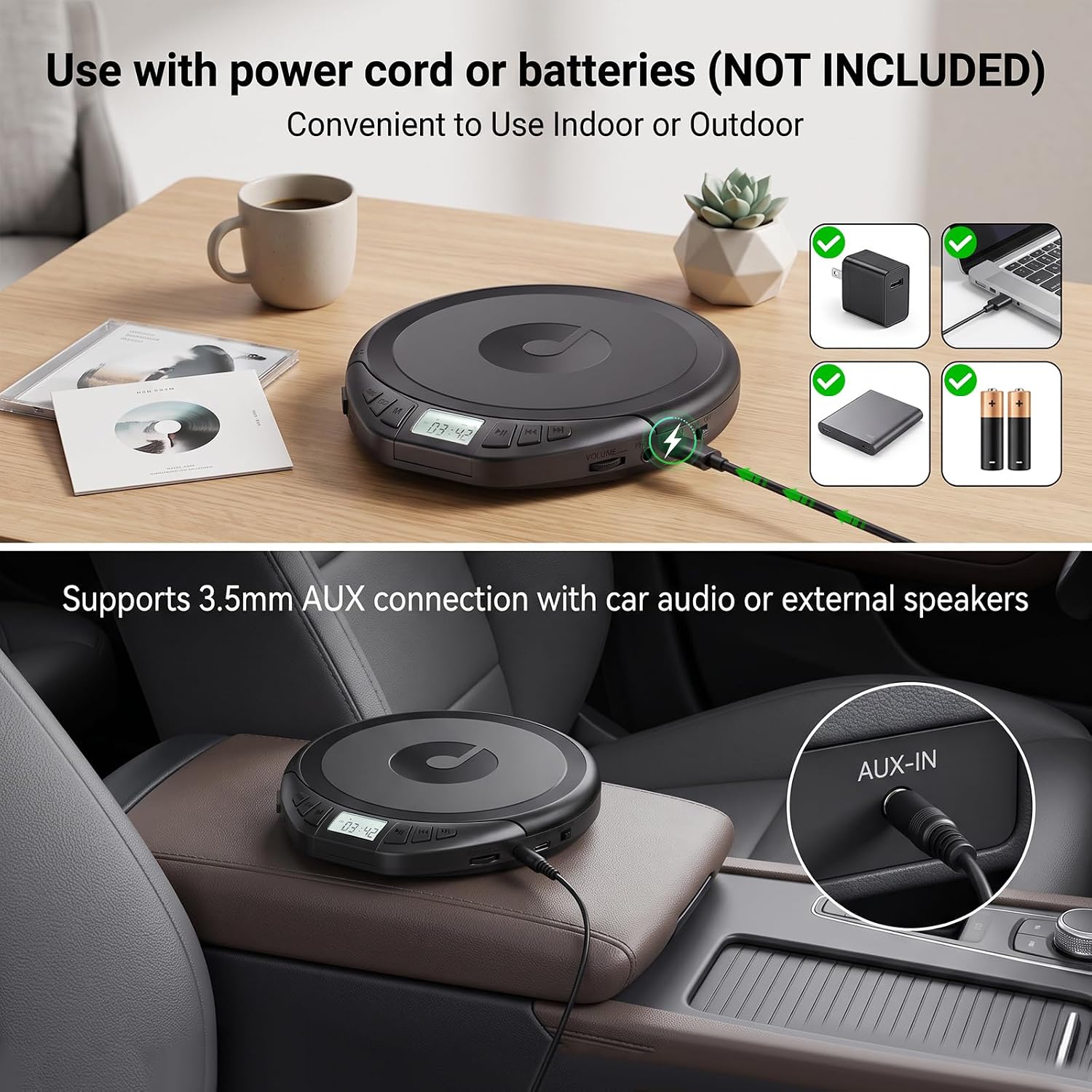 Detalle de Gueray H-01 Portable CD Player with LCD, Anti-Skip and Programmable Playback
