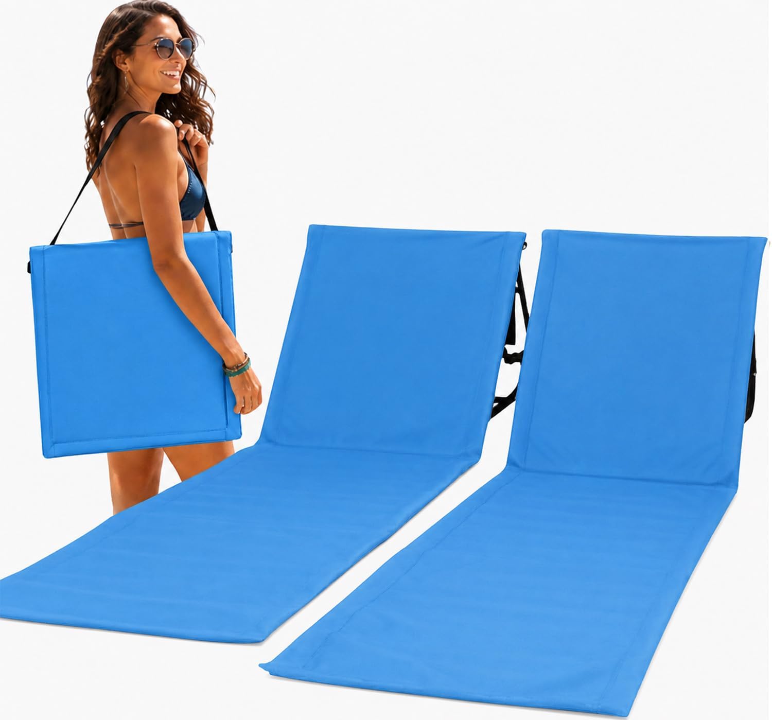 Detalle de Intimo Living 2er Set Strandliege klappbar leicht – faltbare Liege mit Rückenlehne, blau (152x51 cm)