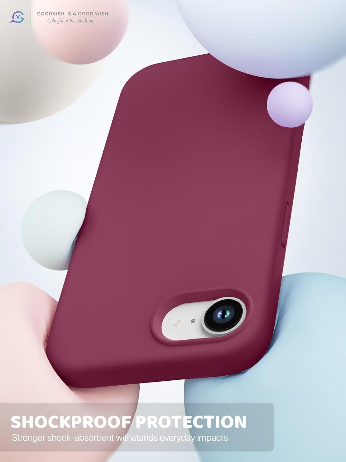 Detalle 2 de GOODVISH 3 en 1 Coque iPhone 16e 6,1" Vin Rouge