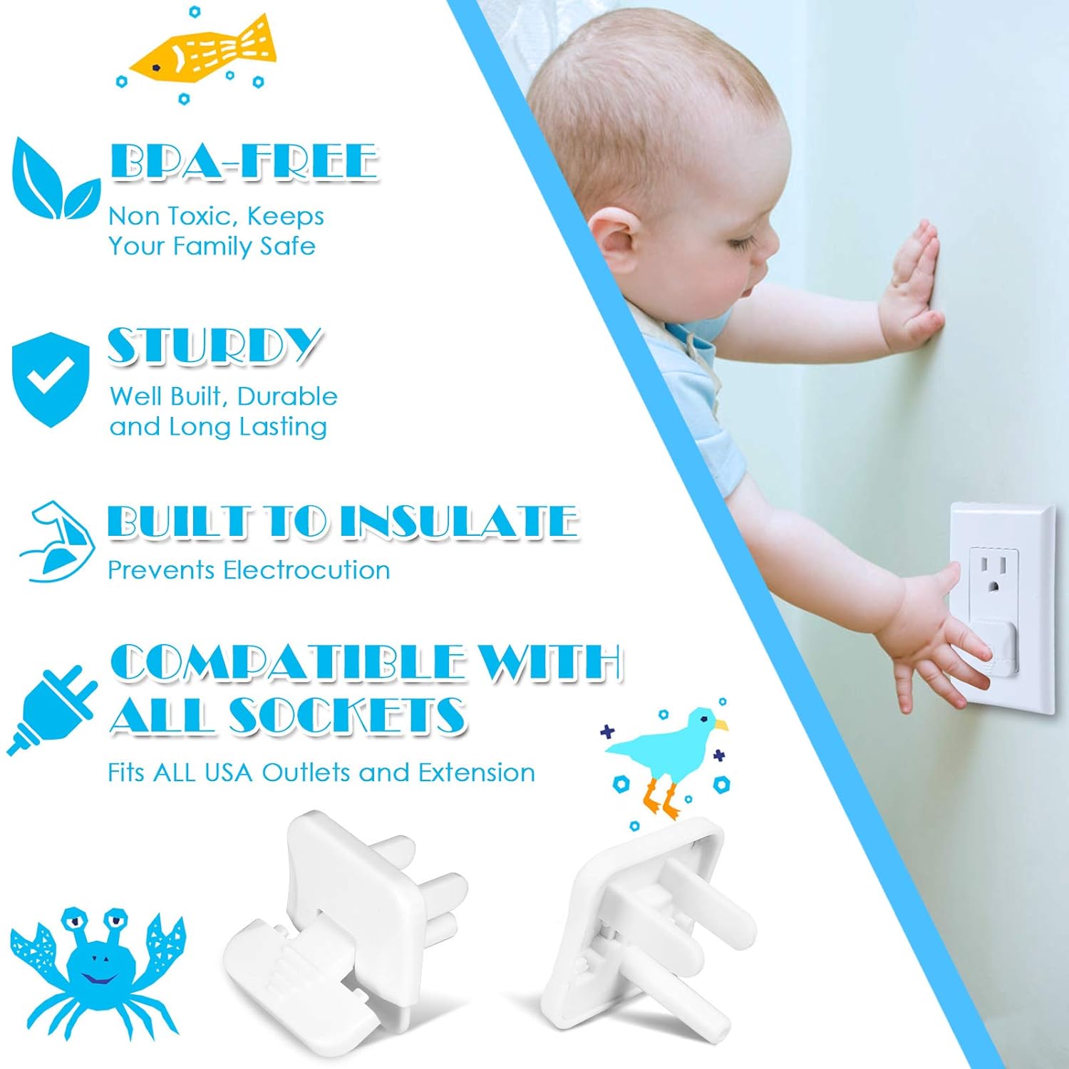 Thumbnail 3 de Babepai 38-Pack White Child Safety Outlet Covers