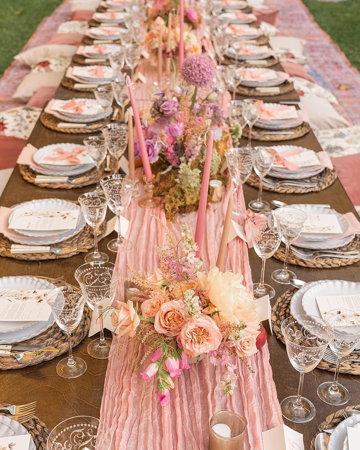 Thumbnail 5 de Dusty Pink Cheesecloth Table Runner 35x120 Inches