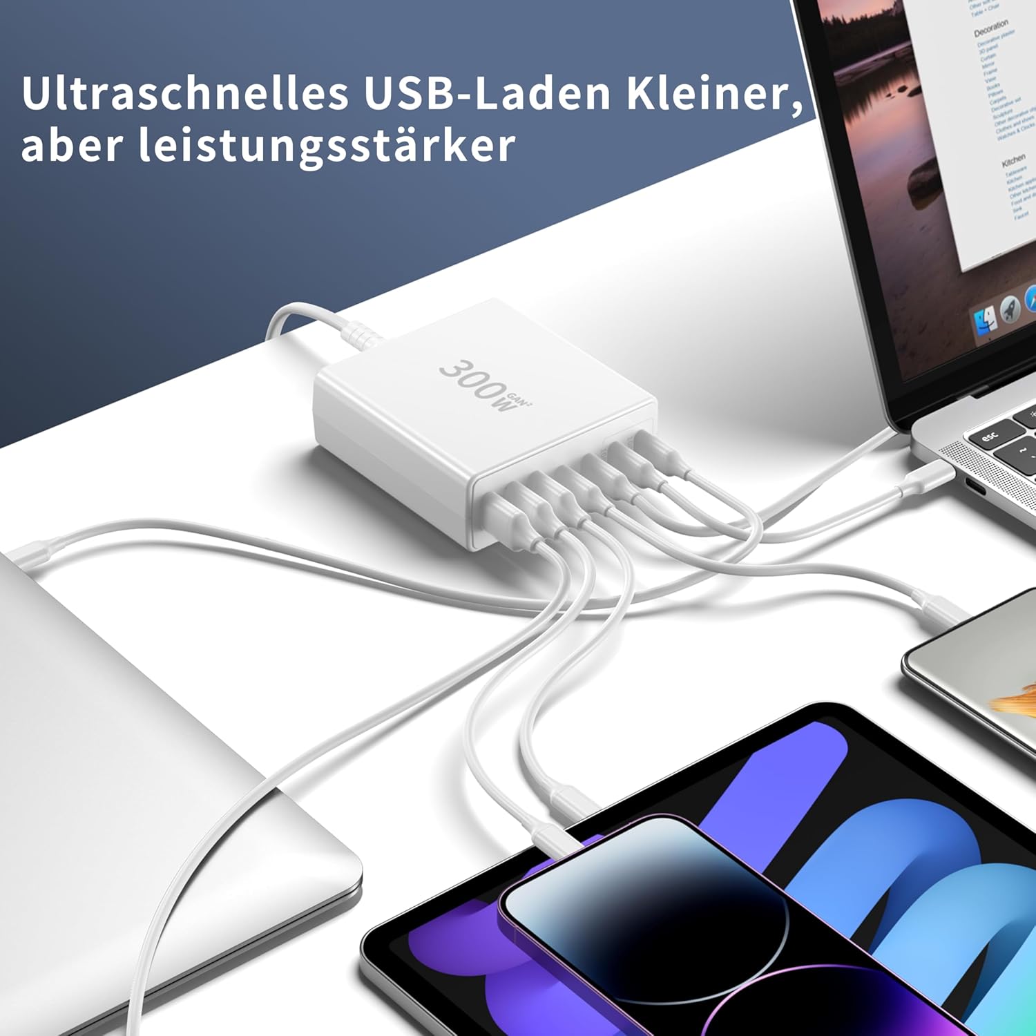 Thumbnail 4 de FINIBO 300W USB-C Mehrfach-Ladegerät mit 7 Ports (4× USB-C, 3× USB-A) und Dual-PD PPS