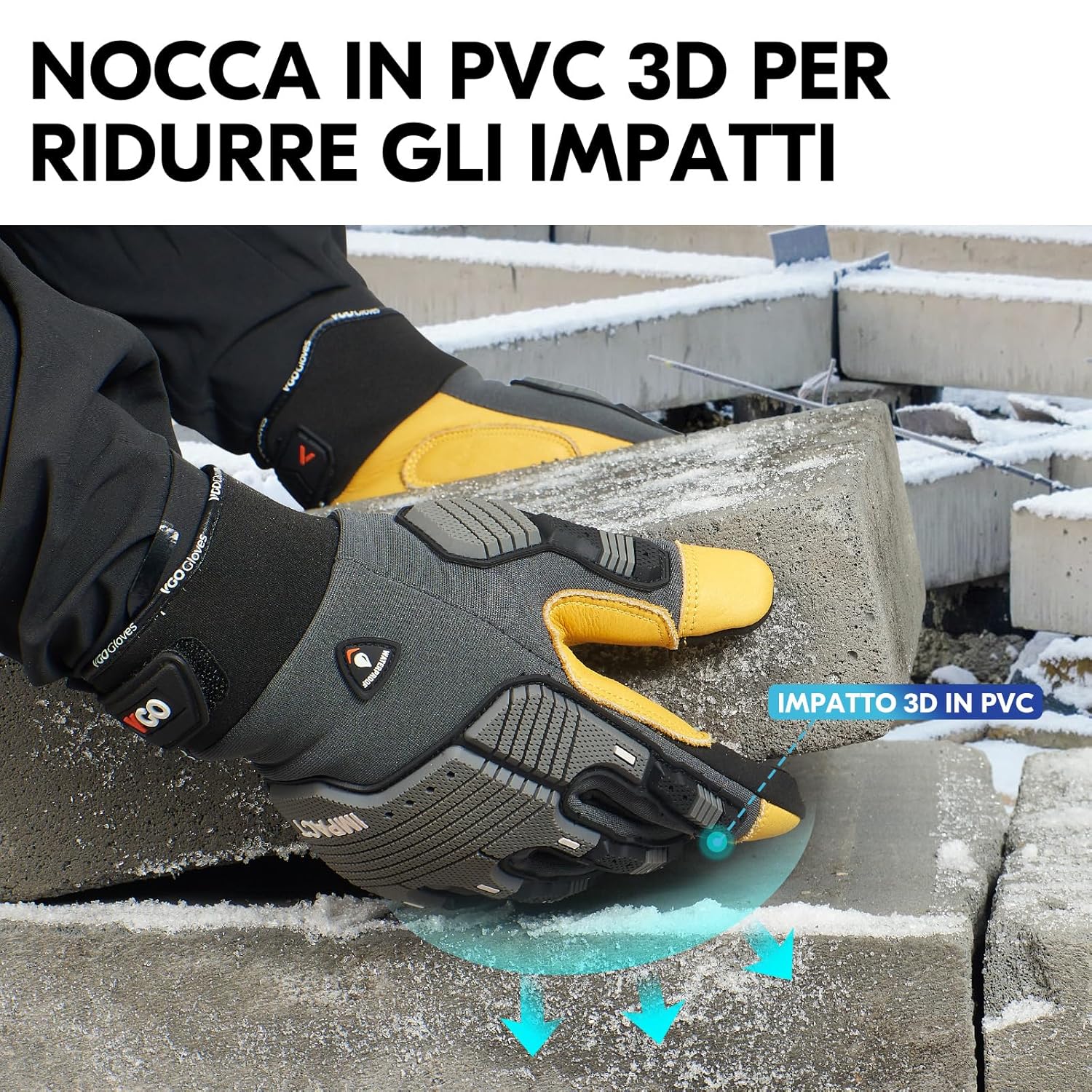 Thumbnail 3 de Guanto antinvernali da lavoro in pelle uomo 0°C/32°F con protezione antiurto e antivibrazione CA7725FLWP