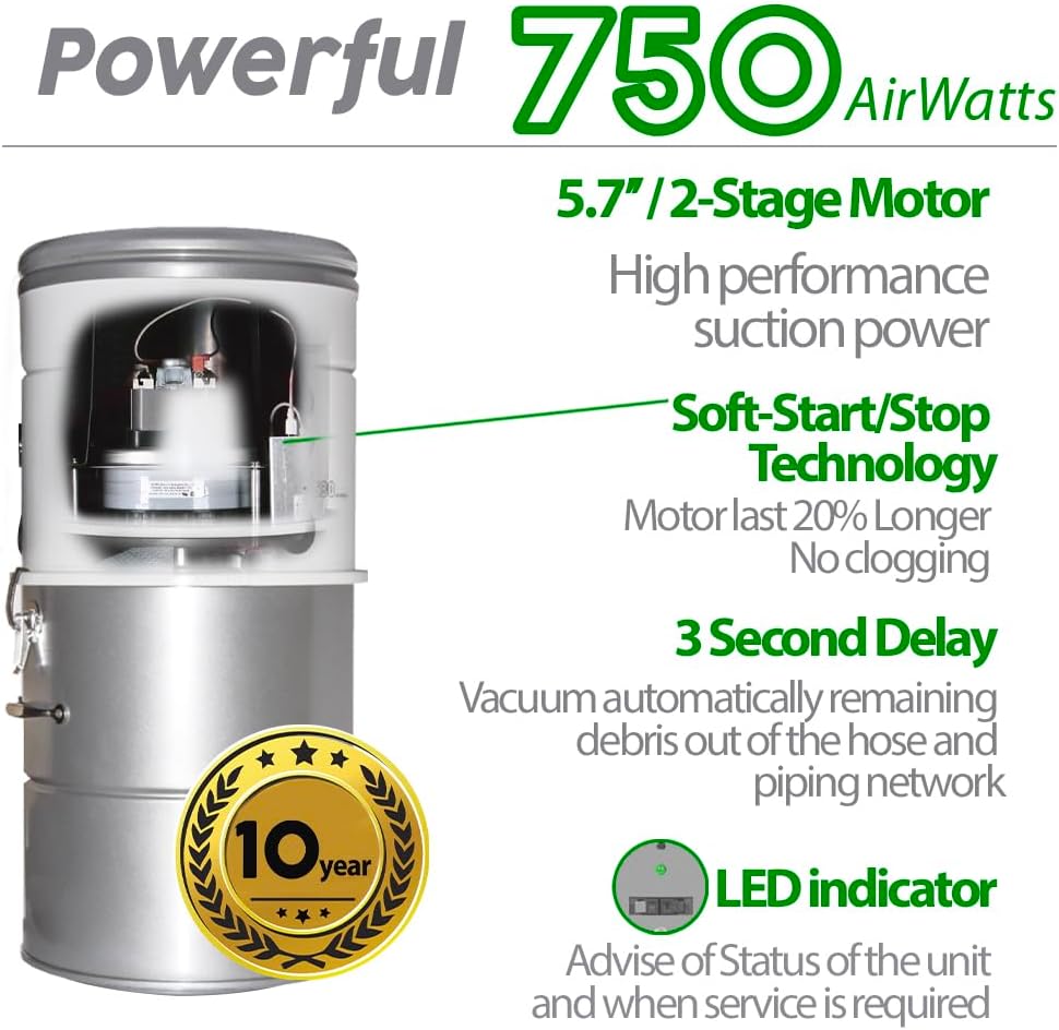 Thumbnail 1 de OVO PAK7525DP+35. Central Vacuum System, 750 Airwatts, 25L, 35-ft Kit