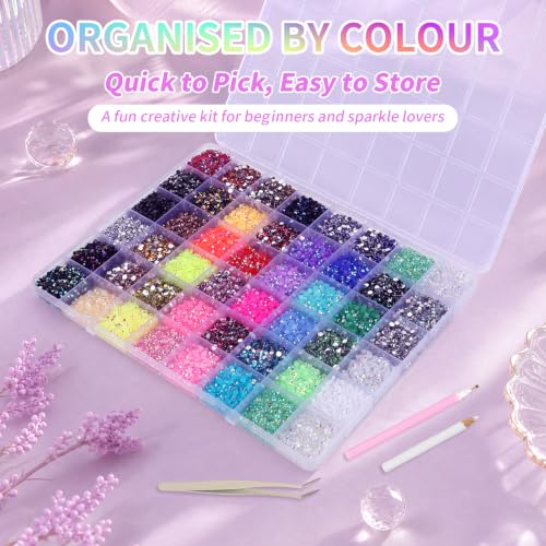 Detalle de Qichan 48 Colours Bedazzling Kit: 40,000 Resin Rhinestones (3 mm) for DIY Sparkle