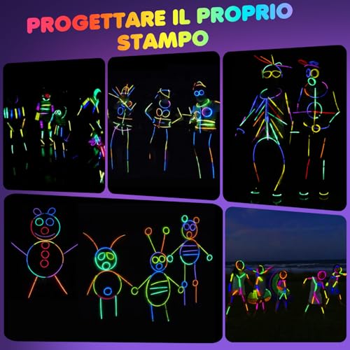 Detalle 2 de Ziitty Braccialetti Luminosi Fluorescenti 7 Colori – 100 Glow Sticks e Connettori per DIY party
