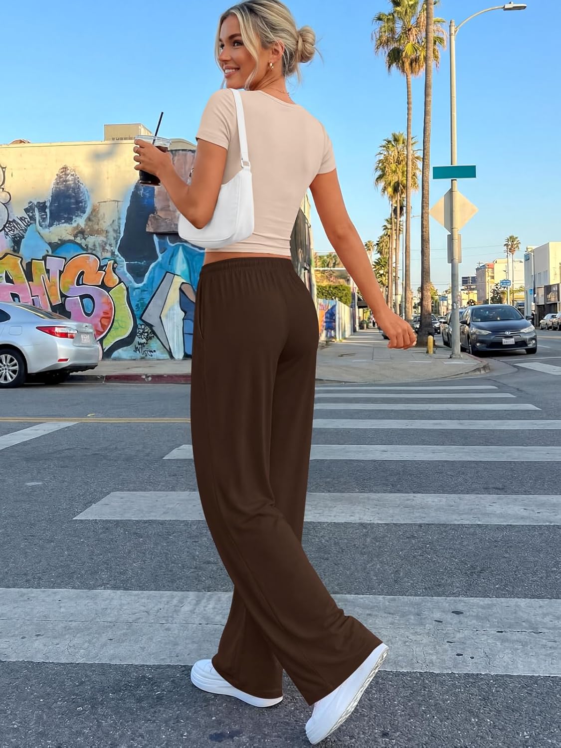 Thumbnail 3 de Trendy Queen 2-Piece Summer Lounge Set for Women: Cropped Hoodie + Wide-Leg Pants