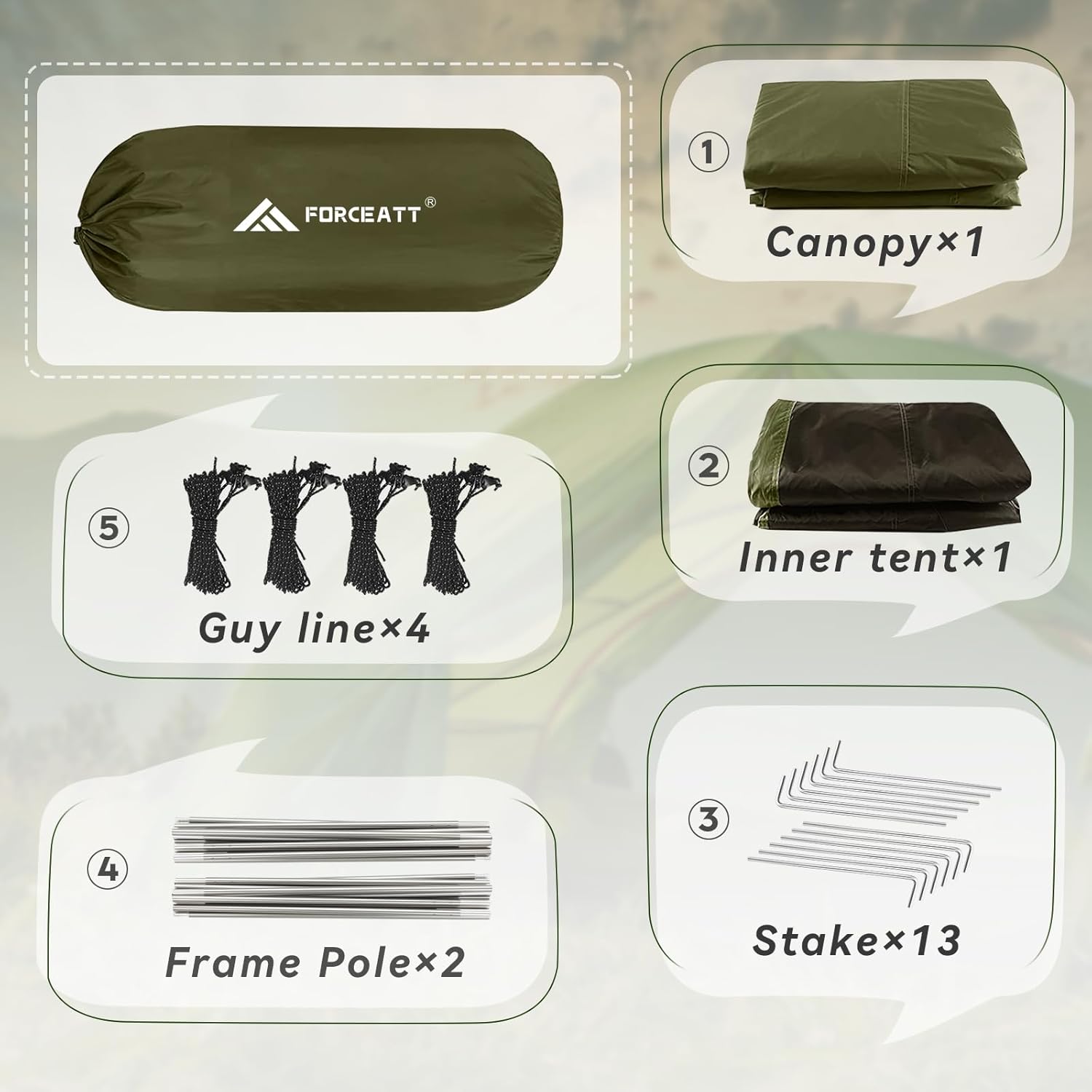Thumbnail 4 de Forceatt 2-4 man tent with PU3000mm