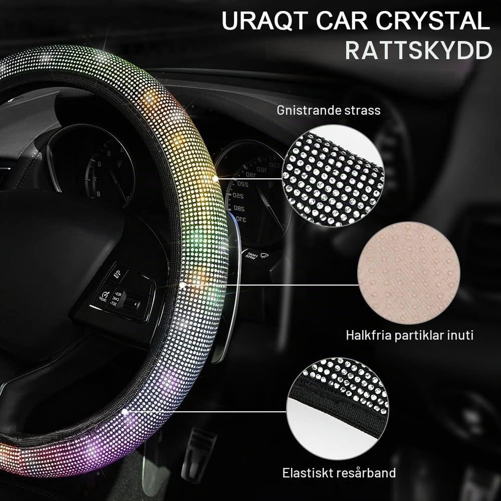 Thumbnail 5 de URAQT Bling rattöverdrag för bil, färgglatt strass, 36–38 cm
