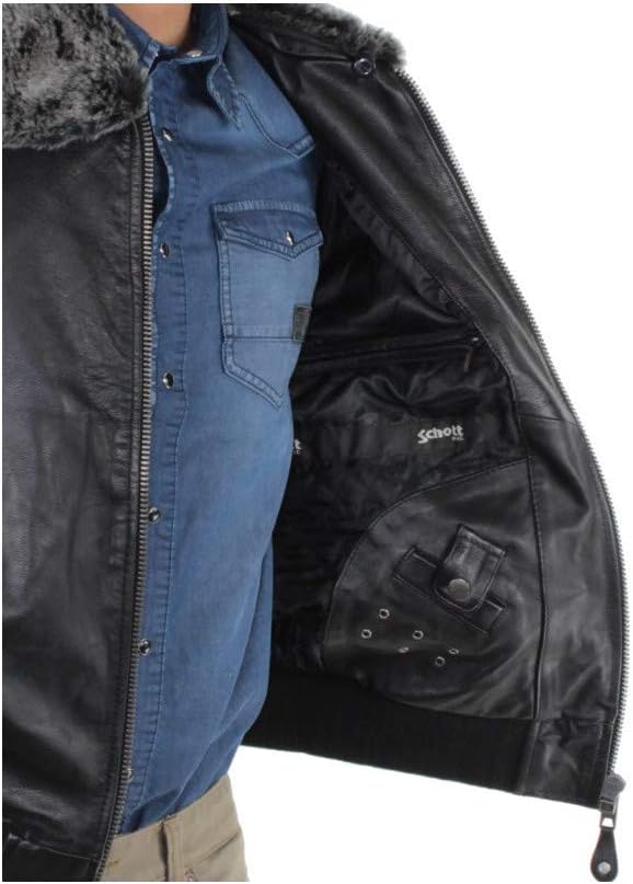 Detalle 2 de Schott NYC Leather Jacket Homme cuir
