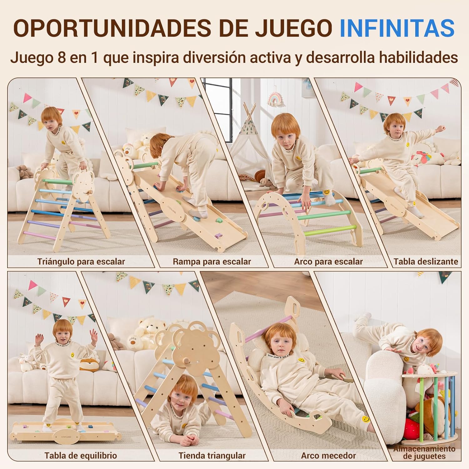 Thumbnail 2 de COSYLAND 8 en 1 Triángulo de Escalada Montessori