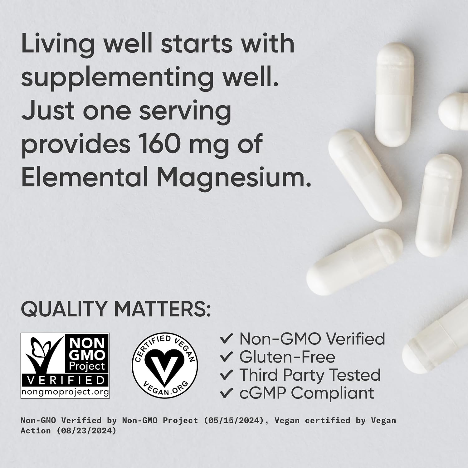 Detalle 2 de Sports Research FG441 Magnesium Glycinate, 160 mg, 90 Veggie Capsules