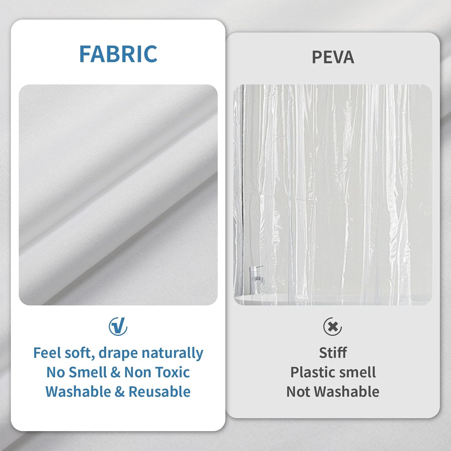 Thumbnail 3 de THAIGEE 72x72in Water-Repellent Fabric Shower Curtain Liner — Hotel-Quality, Magnetic, Rustproof, Quick-Dry