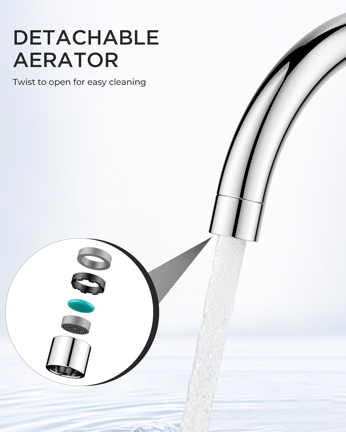 Thumbnail 4 de FORIOUS Kitchen Tap: 3‑Way 360° Swivel High Arc with Pull‑Out Spray