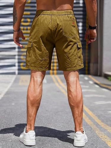 Detalle 2 de Elegancity Kurze Cargo-Hosen Herren Khaki, XL – Freizeithose mit Regular Fit