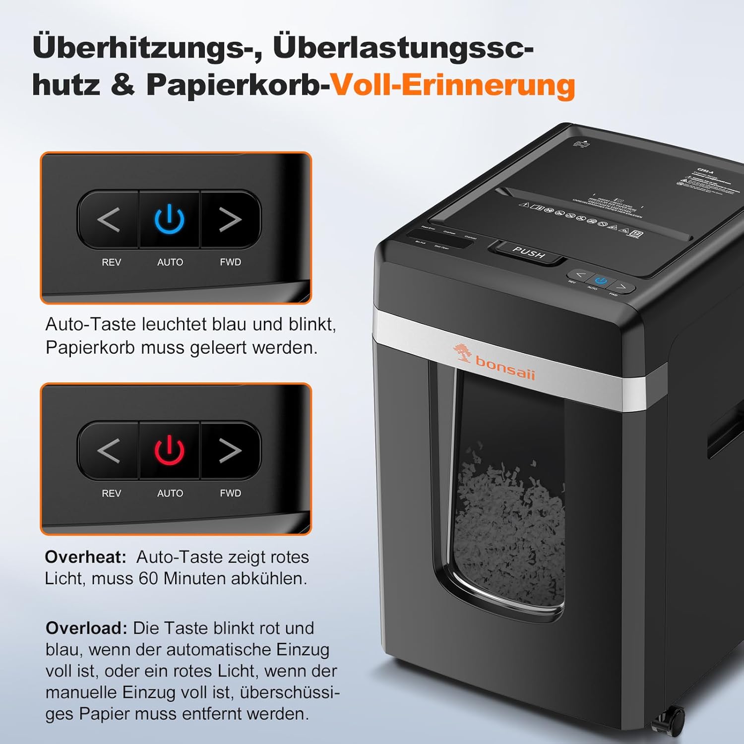 Thumbnail 2 de Bonsaii P-4 Micro-Cut Aktenvernichter mit automatischem 300-Blatt-Einzug und 31-Liter-Behälter