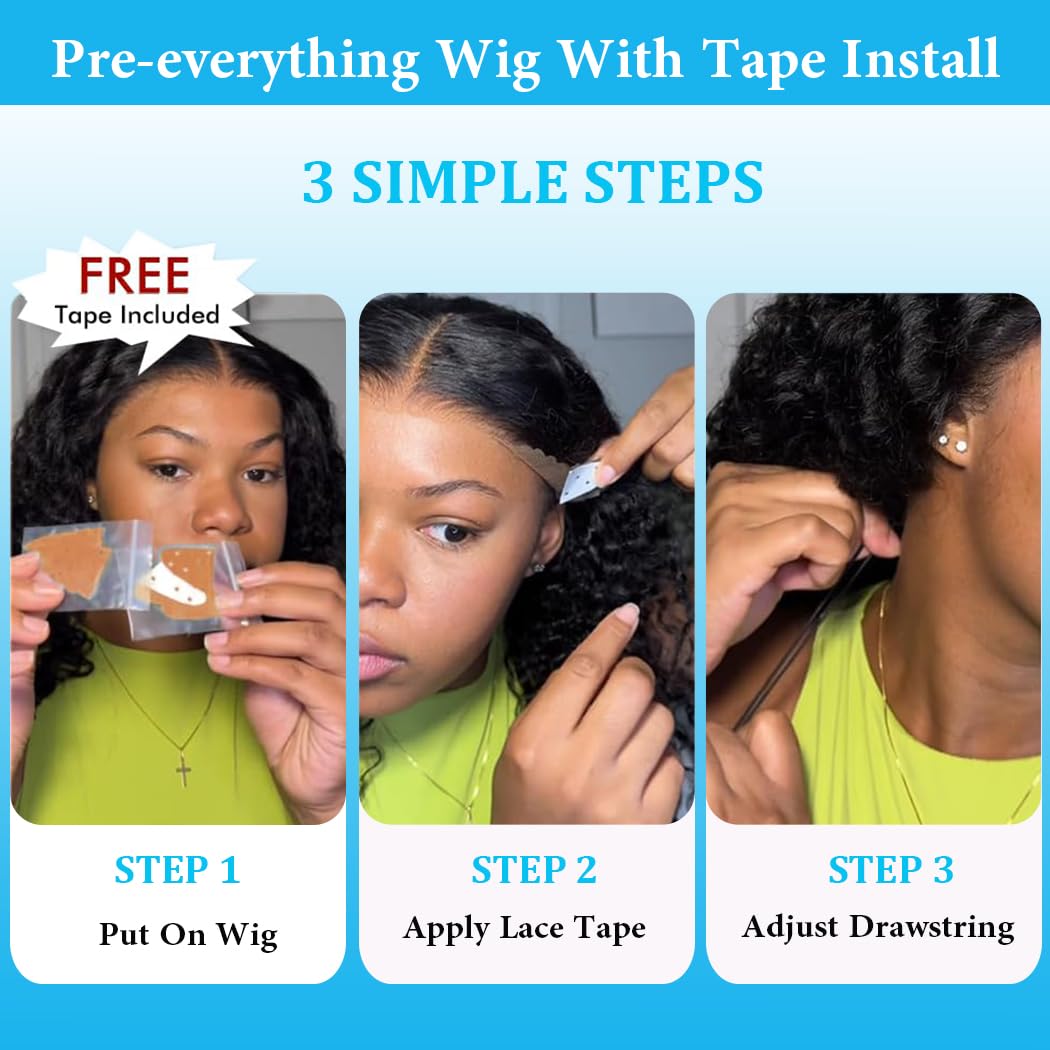 Detalle de 7x5 Deep Wave Glueless Wear and Go Human Hair Wig (Pre-plucked, Pre-cut, HD Lace, 210% Density)