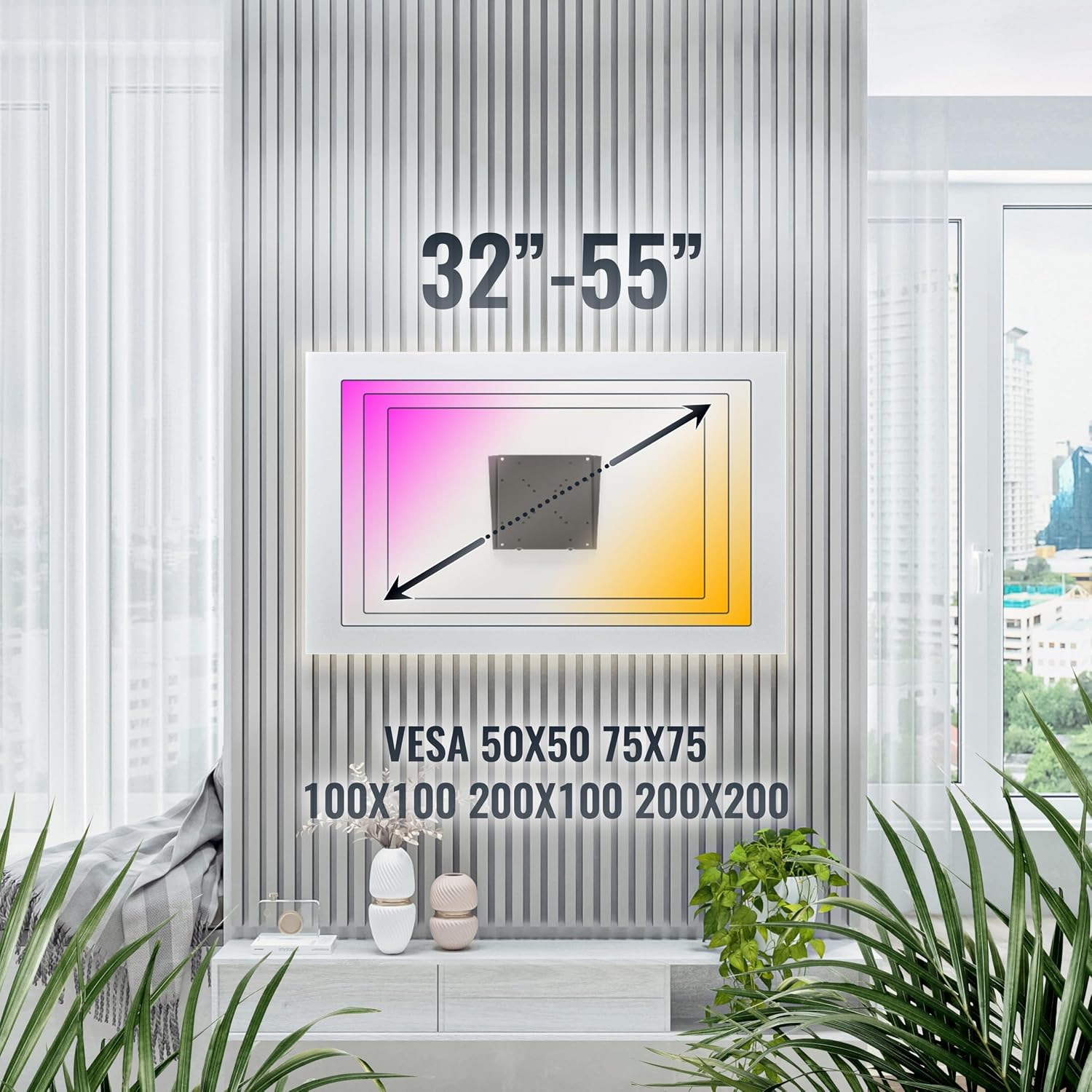 Detalle de RICOO Support mural écran PC F0522 Fixe Ultra-Slim pour écrans 15 à 32" (38 à 81 cm) VESA 50x50 à 200x200, 14 mm