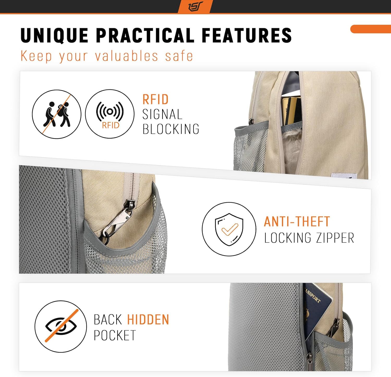 Detalle de SKYSPER Sling Bag RFID Crossbody 11in