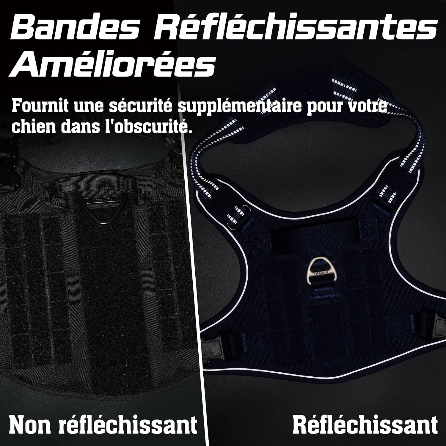 Thumbnail 4 de rabbitgoo Harnais anti-traction tactique réfléchissant pour chien (XL) avec poignée et anneaux