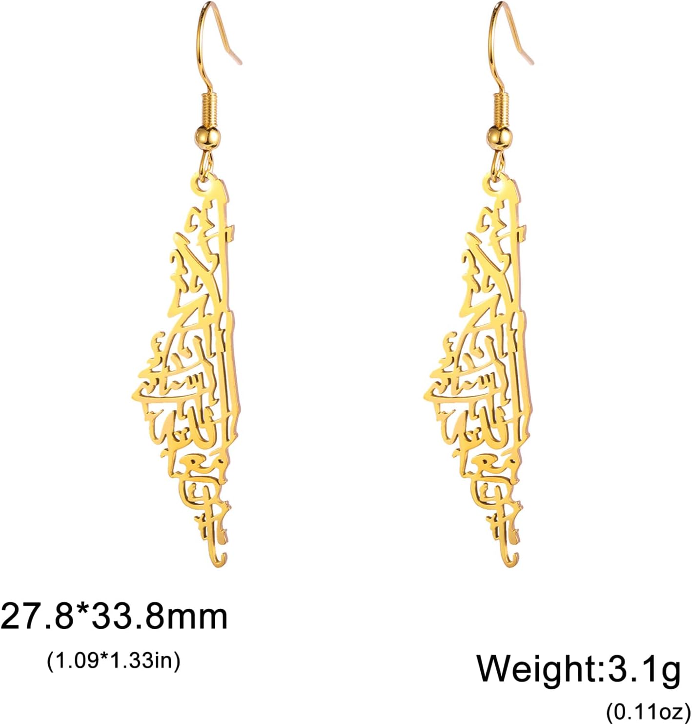 Thumbnail 5 de Palästina Dangle Drop Ohrringe Karte aus Edelstahl
