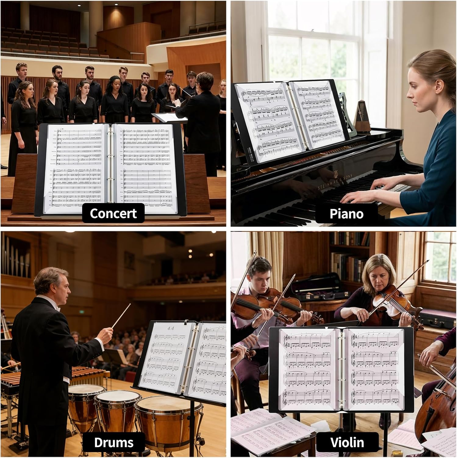 Thumbnail 5 de DONGLI A4 Sheet Music Folder: 4‑Ring Binder with 20 Pockets for 40 Pages