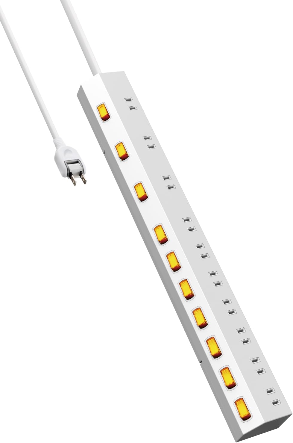 Detalle de エレコム ECT-1625WH 電源タップ 10個口・個別スイッチ・雷ガード・2.5m