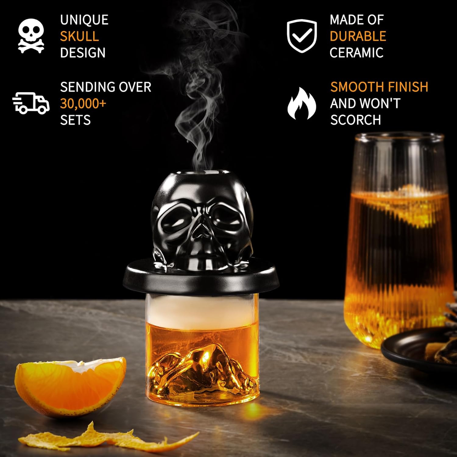 Detalle de Whiskey Smoker Kit with Torch - 21 Sets: Skull Design, 6 Wood Flavors & No Butane