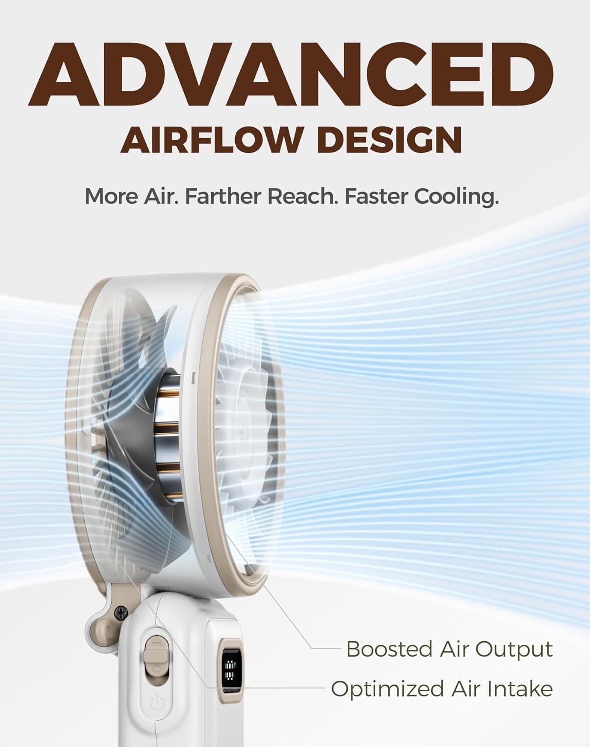 Thumbnail 2 de Diveblues Handheld Turbo Fan: 1–100 Speed, USB-C Rechargeable, 4-in-1 Portable Cooling