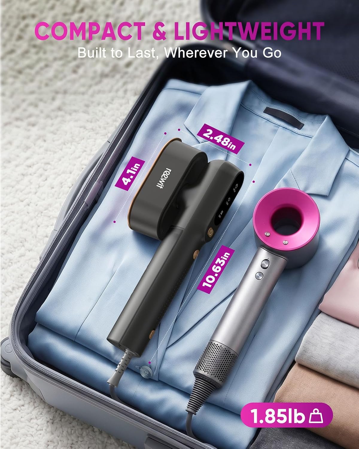 Detalle 1 de Travel Steamer and Iron 2-in-1, 110 mL