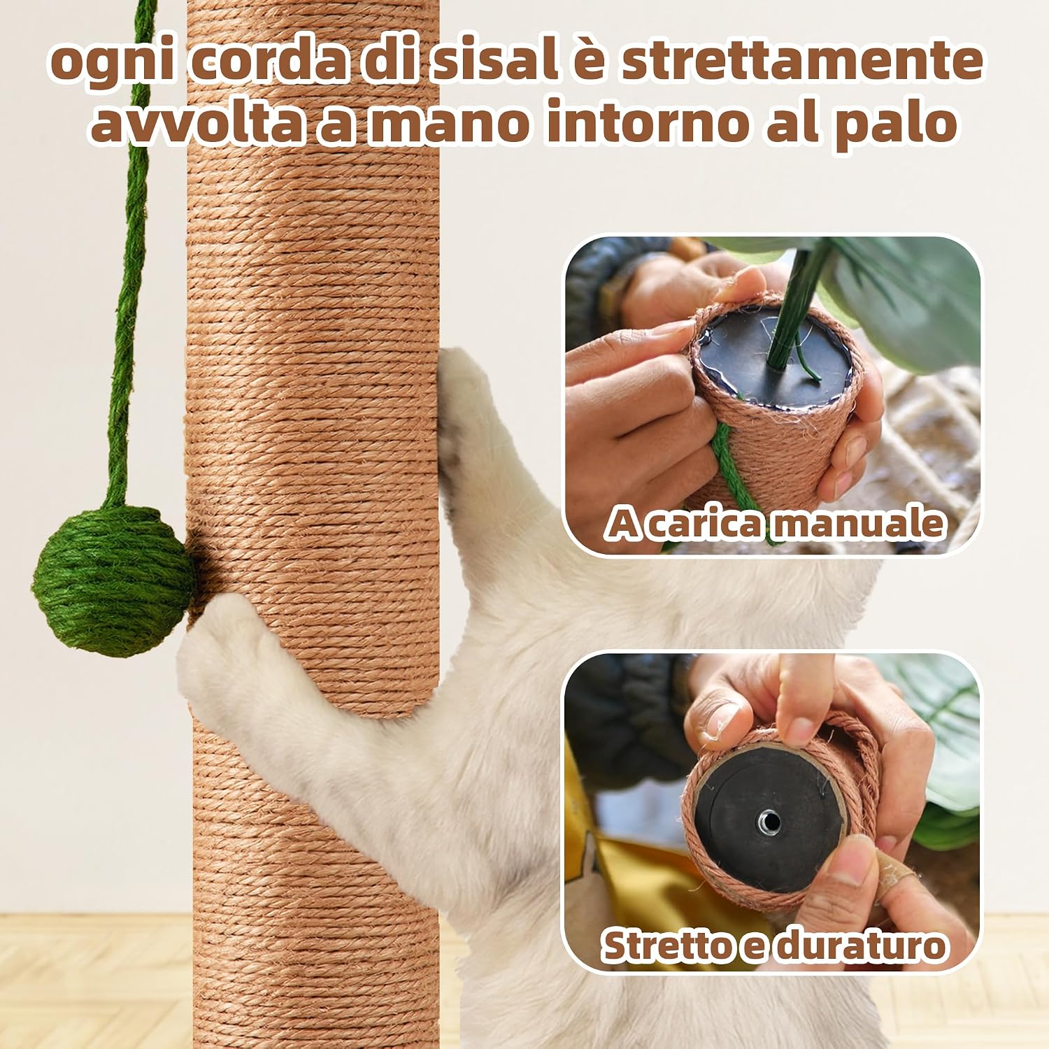 Thumbnail 3 de MEOWOOU 84 cm tiragraffi per gatti alto in sisal verde 🐱