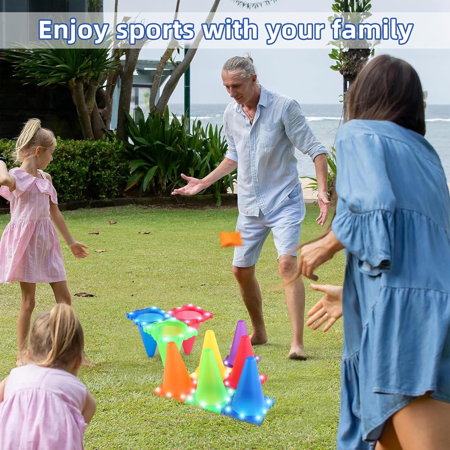 Thumbnail 5 de Light Up 3 in 1 Carnival Garden Game set – Bean Bag Toss, LED cones & ring toss for kids (age 3+)