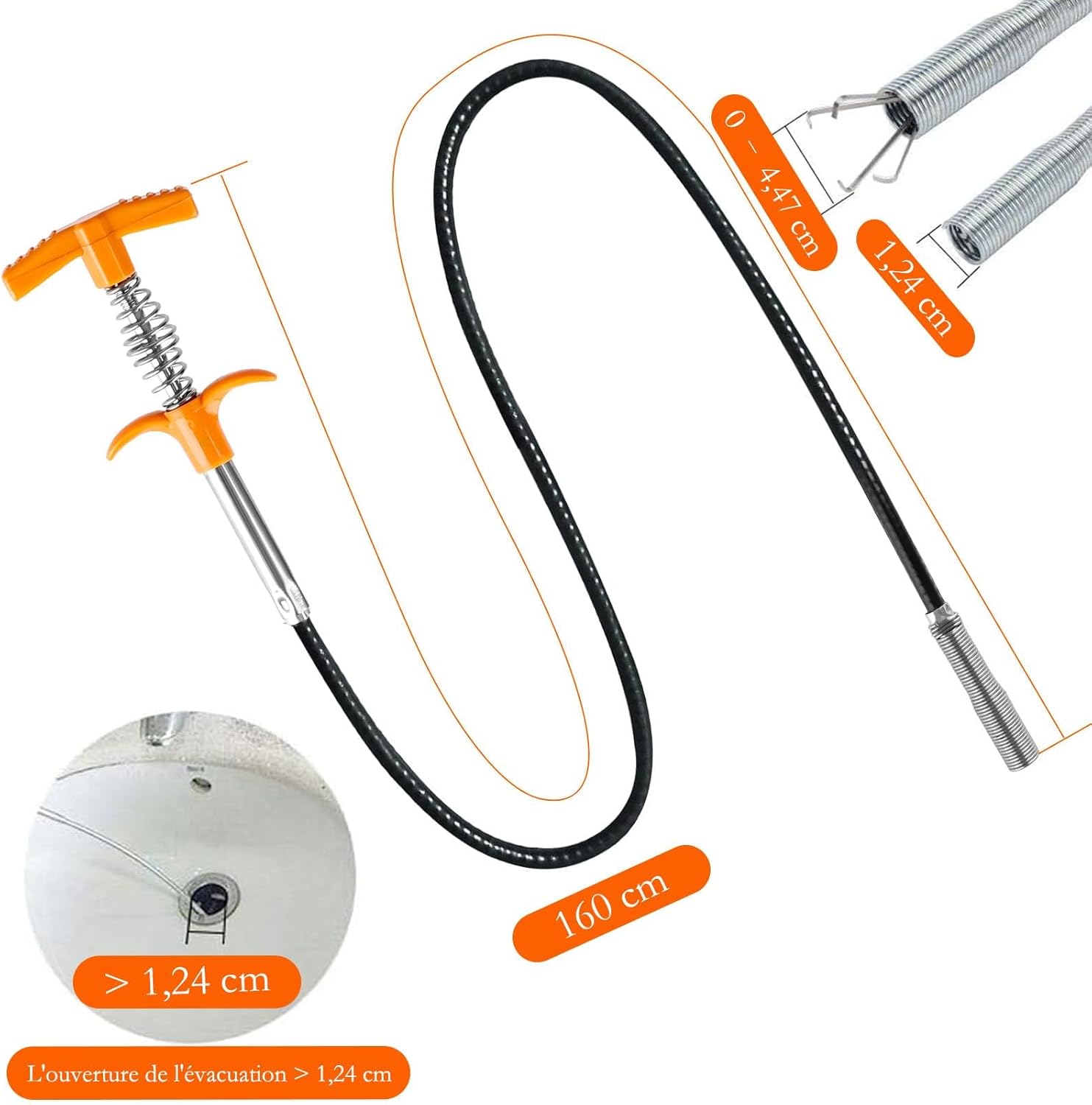 Thumbnail 3 de Qwatuy 160 cm Furet Déboucheur Professionnel Flexible – Lot de 6 pièces