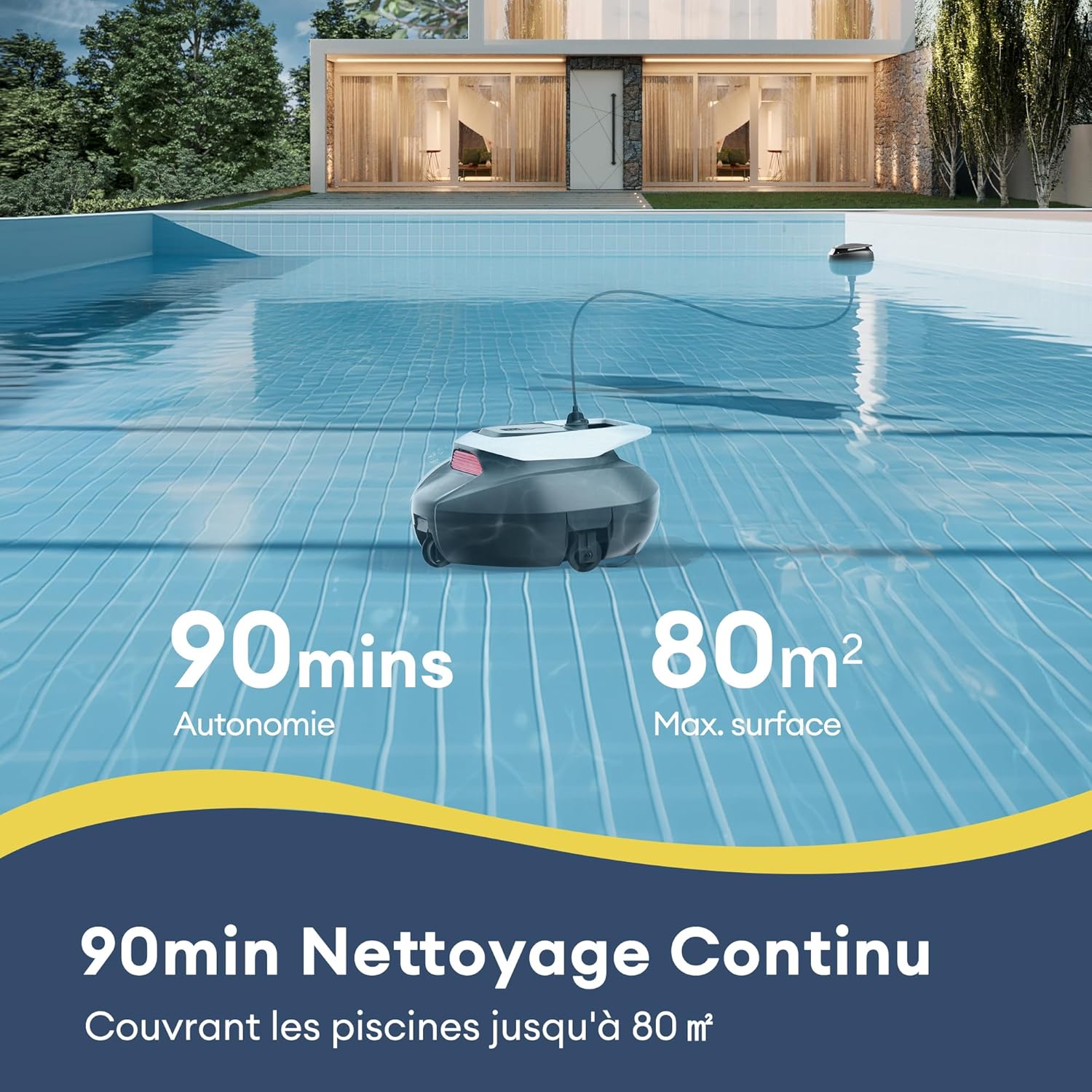 Thumbnail 3 de Ultenic Pooleco 10 Robot Piscine – Nettoyage autonome jusqu’à 80 m², 90 min d’autonomie